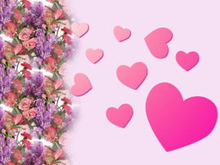 Pink background hearts flowers border - a pink border free wallpaper
