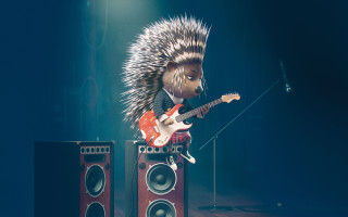 Hedgehog guitar stage microphone speaker 2 - a hedgehog free wallpaper
