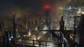 Cityscape lights buildings rain night - blade runner free wallpaper