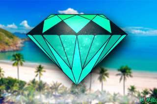 Diamond beach palmtrees bluesky hologram - diamond free wallpaper for desktop