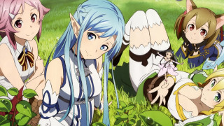 Anime girls grass elf cat - the grass together free wallpaper