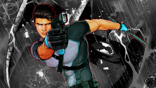 Cartoon man gun helmet holding - his hand and a helmet free wallpaper