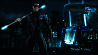 Man holding bat dark city - a dark city free wallpaper