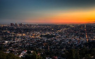 Cityscape sunset reflection skyscrapers mountain - a sky line free wallpaper