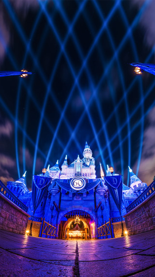 Large building lights sky clouds - free halloween wallpaper for mobile