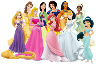 Princesses group dresses flower row - a group of princesses free wallpaper