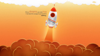Rocket ship flying clouds dreams - sky free wallpaper for desktop