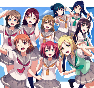 Group girls schooluniforms posing hands - a group of girls free wallpaper for tablet