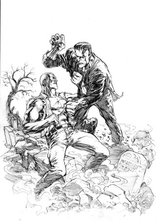 Men fighting tombstone background foreground - comic cover art free wallpaper for mobile