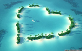 Heart shaped island boat small - a small island in the middle of it free wallpaper