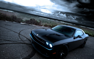 Black sports car ocean cloudy 3 - cloud and grass free wallpaper