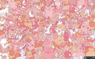 Cats group pink orange pattern 2 - pokemon free wallpaper
