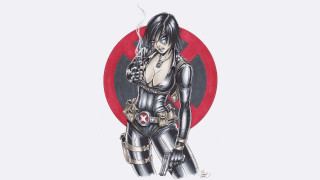 Woman gasmask gun cigarette redcircle - comic cover art free wallpaper