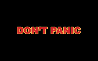 Dont panic black background red - font free wallpaper