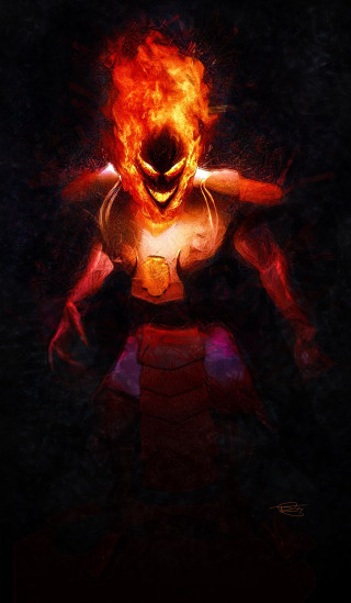 Man fire face chest arms - flame free wallpaper for mobile
