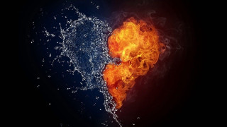 Fire water heart black background 3 - the shape of a heart free wallpaper