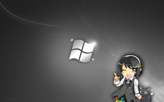 Girl headphones windows logo cat - rtx free wallpaper for desktop