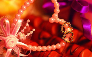 Pearl necklace bow ribbon art - the neck free wallpaper