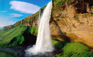 Waterfall green valley river blue - underneath free wallpaper