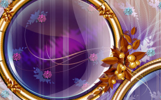 Purple gold frame flowers cloisonnism - a gold frame free wallpaper