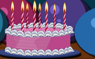 Birthday cake lit candles pink - white circle free wallpaper