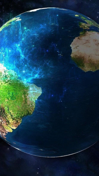 Earth space bright blue star - free space wallpaper