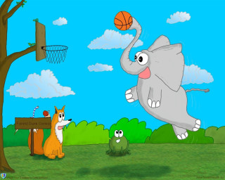 Cartoon elephant basketball animals park - a cartoon elephant free wallpaper