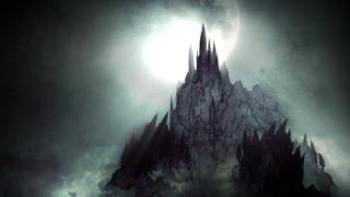 Castle forest full moon dark - a full moon in the background free wallpaper for desktop