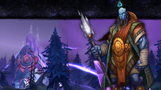 Man sword forest trees purple - a purple sky behind free wallpaper