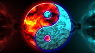 Yin yang red blue black - yang symbol free wallpaper