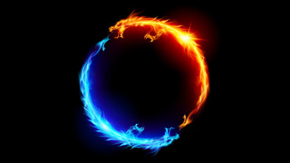 Blue red ring black fire - a red circle free wallpaper