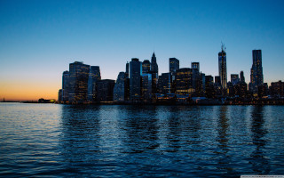 City skyline sunset water boat 2 - evaline ness free wallpaper for desktop