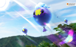 Blue balloon yellow cross mountain - over a mountain range free wallpaper