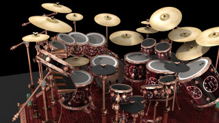 Drums cymbals wooden floor black - eric peterson free wallpaper