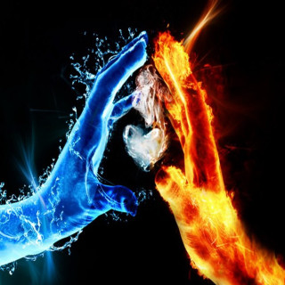 Hands touching fire water black - a black background photo free wallpaper