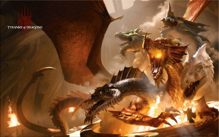 Dragons fighting fire game of - the gathering artwork free wallpaper for desktop