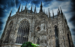 Cathedral clock tower tree front - andrea pozzo free wallpaper