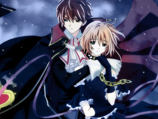 Anime snow kyoto constellation moon - a sky background behind them free wallpaper