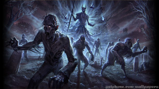 Zombies forest man knife walking - a group of zombies free wallpaper
