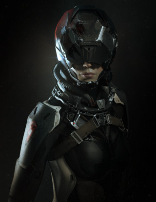 Futuristic woman armor helmet goggles - star citizen halo free wallpaper for mobile