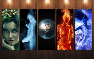 Fire ice woman paintings wall - a wall in a room free wallpaper