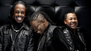 Three men leather jackets smiling - funk art free wallpaper