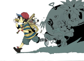 Cartoon man baseball bat cat - a bag free wallpaper