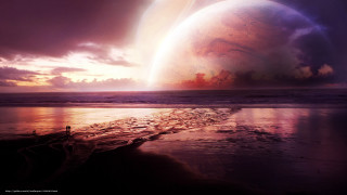 Planet sky background person beach - a sky background and a person free wallpaper