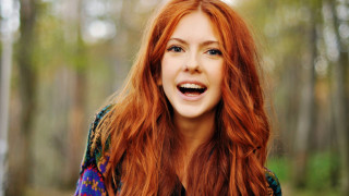 Woman red hair smiling looking - red hair free wallpaper