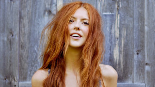 Woman red hair smiling posing 2 - a white top free wallpaper for desktop