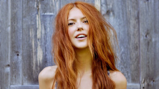 Woman red hair wooden fence - red hair free wallpaper