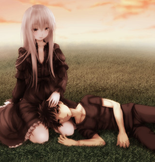 Couple laying lush green field - a couple of people free wallpaper for tablet