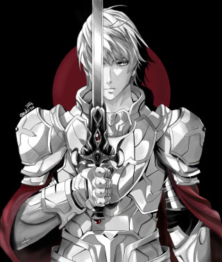 Man armor sword red circle - a black background behind free wallpaper for mobile