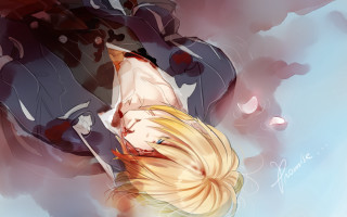 Blonde woman black suit laying - alvan fisher free wallpaper